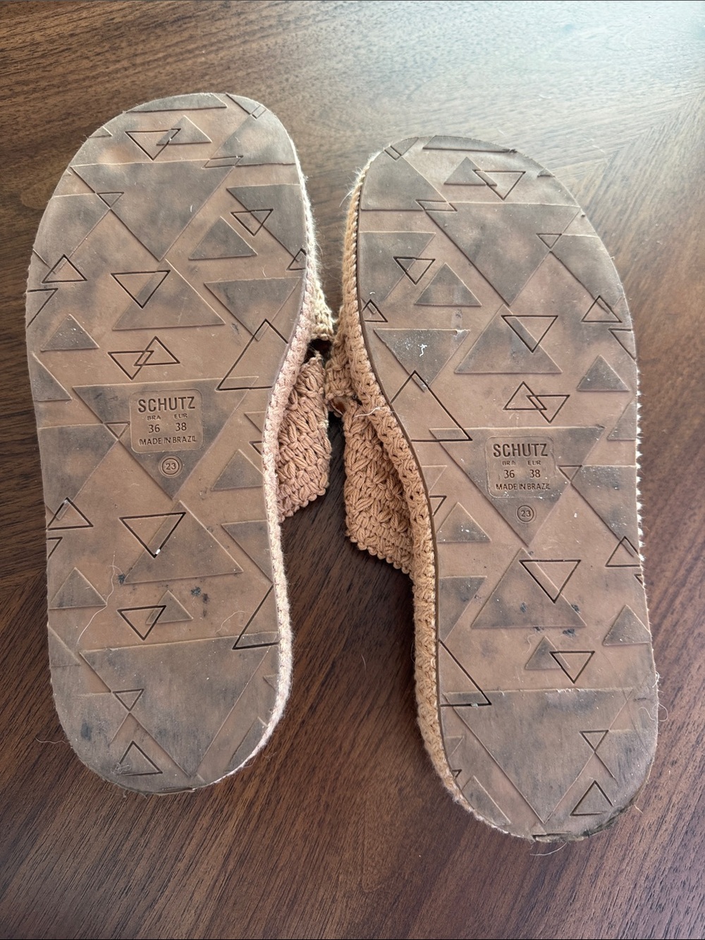SCHUTZ Tan Crochet Crossband Slide Sandals - Picture 6 of 8